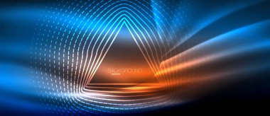 Neon parlayan dalga, sihirli enerji ve ışık arka plan. Duvar kağıdı şablonu, yüksek teknoloji gelecek kavramı