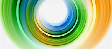 Gökkuşağı sıvı renkli arka plan - girdap ve daireler, bükülmüş sıvı renkler, renkli mermer veya plastik dalgalı doku zemin, çok renkli şablonu için iş veya teknoloji