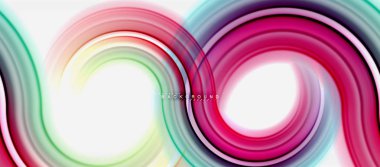 Gökkuşağı sıvı renkli arka plan - girdap ve daireler, bükülmüş sıvı renkler, renkli mermer veya plastik dalgalı doku zemin, çok renkli şablonu için iş veya teknoloji