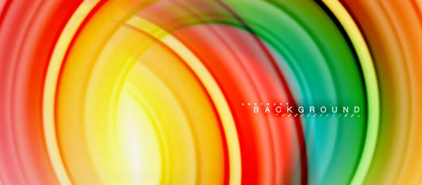 Цветовая линия радужной жидкости абстрактный фон - вихрь и круги, скрученные жидкие цвета дизайн, красочный мрамор или пластиковые волнистые текстуры фон, разноцветный шаблон для бизнеса или технологии — стоковый вектор