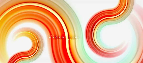 Linha de cores fluidas arco-íris fundo abstrato - redemoinho e círculos, design de cores líquidas torcidas, fundo colorido de textura ondulada em mármore ou plástico, modelo multicolorido para negócios ou tecnologia —  Vetores de Stock