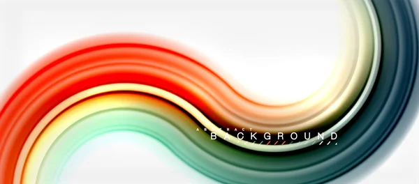 Linha de cores fluidas arco-íris fundo abstrato - redemoinho e círculos, design de cores líquidas torcidas, fundo colorido de textura ondulada em mármore ou plástico, modelo multicolorido para negócios ou tecnologia —  Vetores de Stock