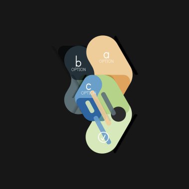 Düz tasarım geometrik infographics, ok şekli vektör etiket veya etiket, Fiyat etiketleri, promosyon rozet, simgesi tasarım, kağıt tarzı düzeni verileri grafik görselleştirme adım adım süreci için için teklif