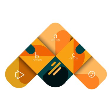 Infographics seçeneği ve adım adım içinde yuvarlak kareler, grafik, grafik, diyagram seçenekleri, parçalar, süreçleri ile unsuru