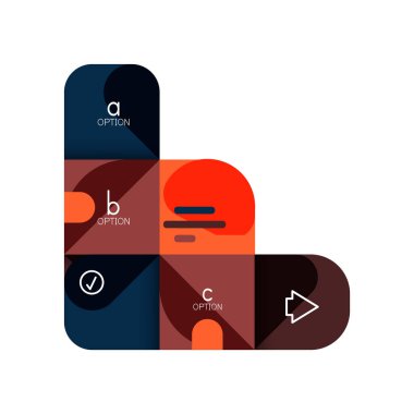 Infographics seçeneği ve adım adım içinde yuvarlak kareler, grafik, grafik, diyagram seçenekleri, parçalar, süreçleri ile unsuru