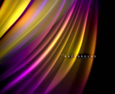 Neon parlayan dalga, sihirli enerji ve ışık arka plan. Vektör duvar kağıdı şablonu