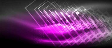 Neon parlayan dalga, sihirli enerji ve ışık arka plan. Duvar kağıdı şablonu, yüksek teknoloji gelecek kavramı