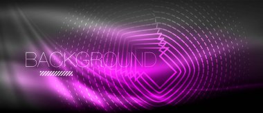 Neon parlayan dalga, sihirli enerji ve ışık arka plan. Duvar kağıdı şablonu, yüksek teknoloji gelecek kavramı