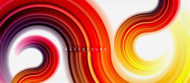 Gökkuşağı sıvı renkli arka plan - girdap ve daireler, bükülmüş sıvı renkler, renkli mermer veya plastik dalgalı doku zemin, çok renkli şablonu için iş veya teknoloji