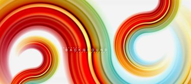 Gökkuşağı sıvı renkli arka plan - girdap ve daireler, bükülmüş sıvı renkler, renkli mermer veya plastik dalgalı doku zemin, çok renkli şablonu için iş veya teknoloji