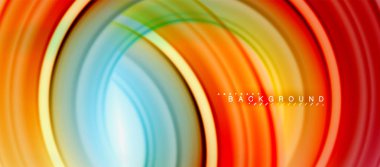 Gökkuşağı sıvı renkli arka plan - girdap ve daireler, bükülmüş sıvı renkler, renkli mermer veya plastik dalgalı doku zemin, çok renkli şablonu için iş veya teknoloji