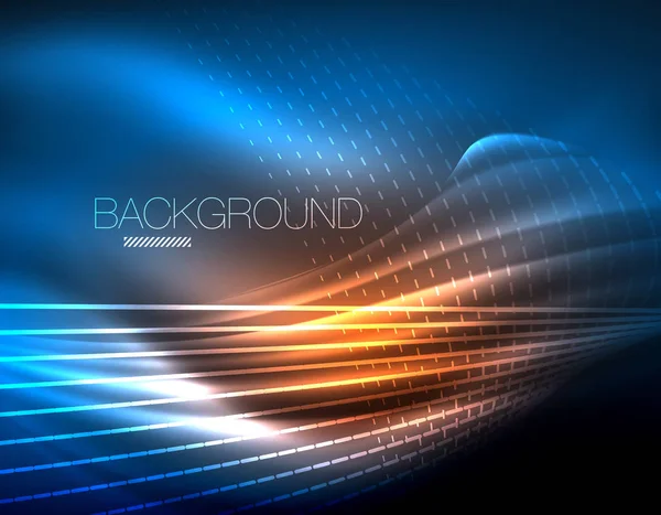 Yumuşak ışık efekti, parlak parlak neon koyu arka plan üzerinde düz çizgiler. Enerji Teknoloji fikir