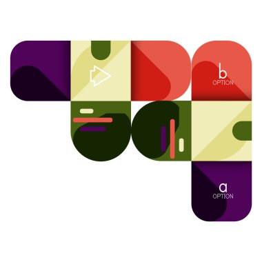 Infographics seçeneği ve adım adım içinde yuvarlak kareler, grafik, grafik, diyagram seçenekleri, parçalar, süreçleri ile unsuru