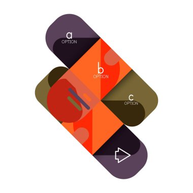 Infographics seçeneği ve adım adım içinde yuvarlak kareler, grafik, grafik, diyagram seçenekleri, parçalar, süreçleri ile unsuru