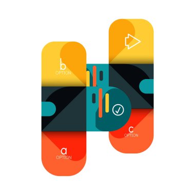 Infographics seçeneği ve adım adım içinde yuvarlak kareler, grafik, grafik, diyagram seçenekleri, parçalar, süreçleri ile unsuru