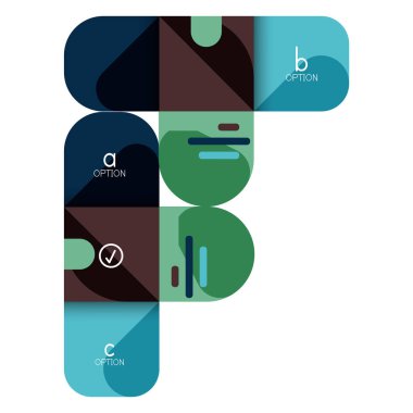 Infographics seçeneği ve adım adım içinde yuvarlak kareler, grafik, grafik, diyagram seçenekleri, parçalar, süreçleri ile unsuru