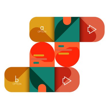 Infographics seçeneği ve adım adım içinde yuvarlak kareler, grafik, grafik, diyagram seçenekleri, parçalar, süreçleri ile unsuru