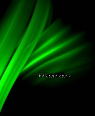 Neon parlayan dalga, sihirli enerji ve ışık arka plan. Vektör duvar kağıdı şablonu