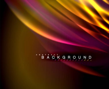 Neon parlayan dalga, sihirli enerji ve ışık arka plan. Vektör duvar kağıdı şablonu