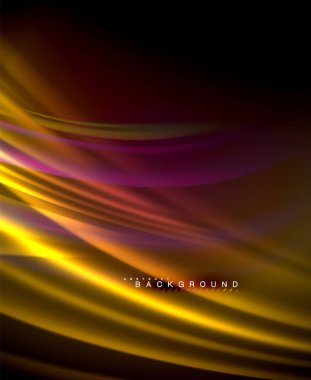 Neon parlayan dalga, sihirli enerji ve ışık arka plan. Vektör duvar kağıdı şablonu