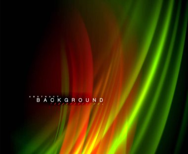 Neon parlayan dalga, sihirli enerji ve ışık arka plan. Vektör duvar kağıdı şablonu