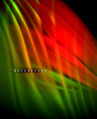 Neon parlayan dalga, sihirli enerji ve ışık arka plan. Vektör duvar kağıdı şablonu