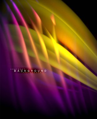 Neon parlayan dalga, sihirli enerji ve ışık arka plan. Vektör duvar kağıdı şablonu