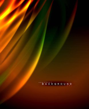 Neon parlayan dalga, sihirli enerji ve ışık arka plan. Vektör duvar kağıdı şablonu