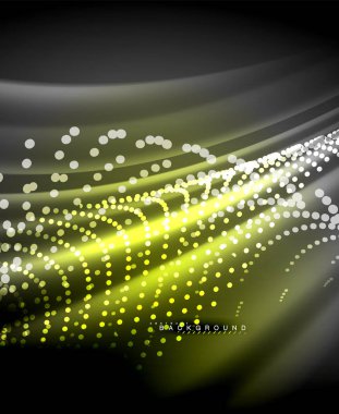 Neon parlayan techno hatları, yüksek teknoloji fütüristik arka plan şablonu kare şekilleri ile