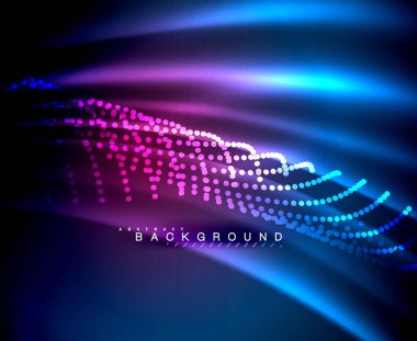 Neon parlayan techno hatları, yüksek teknoloji fütüristik arka plan şablonu kare şekilleri ile