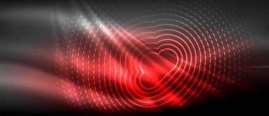 Neon parlayan dalga, sihirli enerji ve ışık arka plan. Duvar kağıdı şablonu, yüksek teknoloji gelecek kavramı