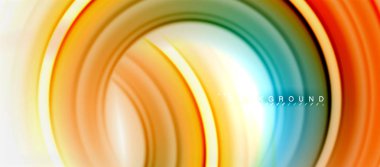 Gökkuşağı sıvı renkli arka plan - girdap ve daireler, bükülmüş sıvı renkler, renkli mermer veya plastik dalgalı doku zemin, çok renkli şablonu için iş veya teknoloji
