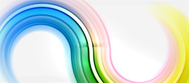 Gökkuşağı sıvı renkli arka plan - girdap ve daireler, bükülmüş sıvı renkler, renkli mermer veya plastik dalgalı doku zemin, çok renkli şablonu için iş veya teknoloji