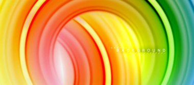 Gökkuşağı sıvı renkli arka plan - girdap ve daireler, bükülmüş sıvı renkler, renkli mermer veya plastik dalgalı doku zemin, çok renkli şablonu için iş veya teknoloji