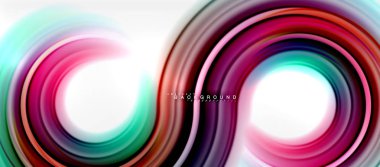 Gökkuşağı sıvı renkli arka plan - girdap ve daireler, bükülmüş sıvı renkler, renkli mermer veya plastik dalgalı doku zemin, çok renkli şablonu için iş veya teknoloji