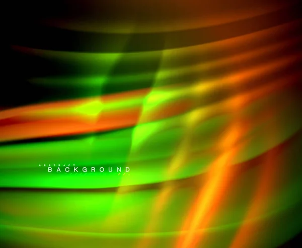 Neon gloeiende Golf, magische energie en lichte beweging achtergrond. Vector behang sjabloon — Stockvector