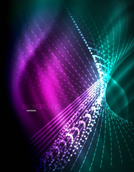 Yumuşak ışık efekti, parlak parlak neon koyu arka plan üzerinde düz çizgiler. Enerji Teknoloji fikir