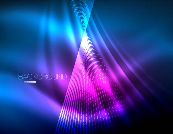 Yumuşak ışık efekti, parlak parlak neon koyu arka plan üzerinde düz çizgiler. Enerji Teknoloji fikir