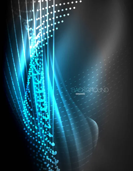 Yumuşak ışık efekti, parlak parlak neon koyu arka plan üzerinde düz çizgiler. Enerji Teknoloji fikir