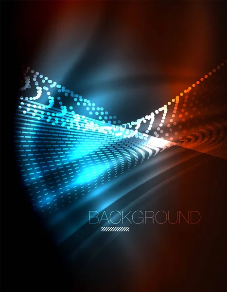 Yumuşak ışık efekti, parlak parlak neon koyu arka plan üzerinde düz çizgiler. Enerji Teknoloji fikir