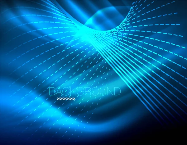 Yumuşak ışık efekti, parlak parlak neon koyu arka plan üzerinde düz çizgiler. Enerji Teknoloji fikir