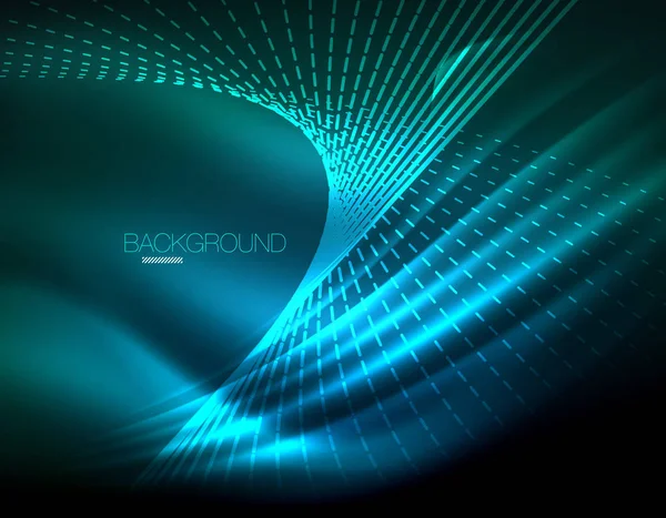 Yumuşak ışık efekti, parlak parlak neon koyu arka plan üzerinde düz çizgiler. Enerji Teknoloji fikir