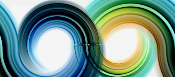 彩虹流体色线抽象背景-漩涡和圆圈, 扭曲的液体颜色设计, 彩色大理石或塑料波浪纹理背景, 多彩多姿的商业或技术模板 — 图库矢量图片