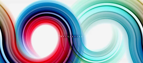 彩虹流体色线抽象背景 漩涡和圆圈 扭曲的液体颜色设计 彩色大理石或塑料波浪纹理背景 多彩多姿的商业或技术模板 — 图库矢量图片