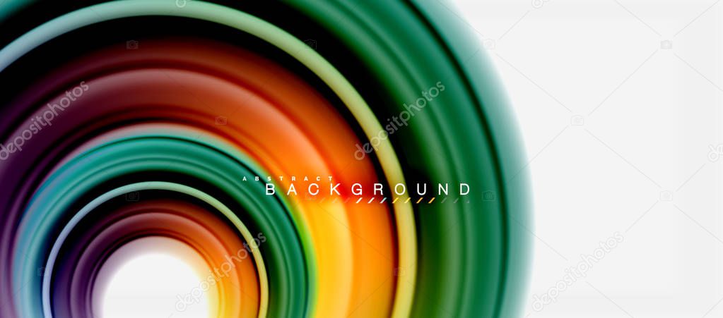 Rainbow fluid color line abstract background - swirl and circles, twisted liquid colours design, colorful marble or plastic wavy texture backdrop, multicolored template for business or technology