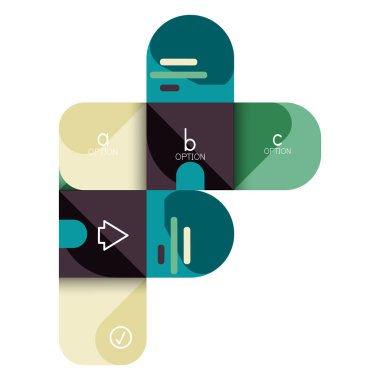 Infographics seçeneği ve adım adım içinde yuvarlak kareler, grafik, grafik, diyagram seçenekleri, parçalar, süreçleri ile unsuru