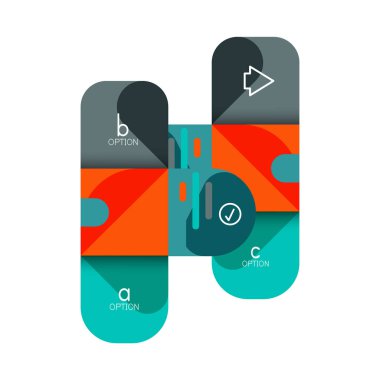 Infographics seçeneği ve adım adım içinde yuvarlak kareler, grafik, grafik, diyagram seçenekleri, parçalar, süreçleri ile unsuru