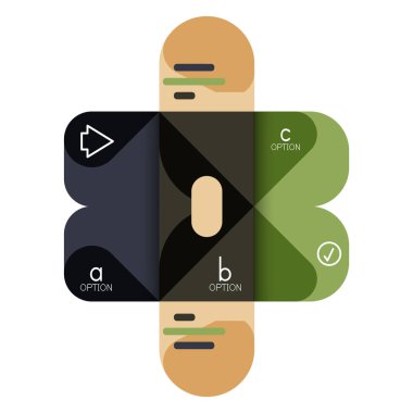 Infographics seçeneği ve adım adım içinde yuvarlak kareler, grafik, grafik, diyagram seçenekleri, parçalar, süreçleri ile unsuru