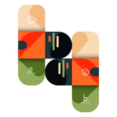 Infographics seçeneği ve adım adım içinde yuvarlak kareler, grafik, grafik, diyagram seçenekleri, parçalar, süreçleri ile unsuru