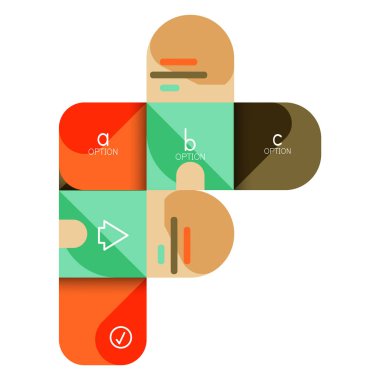 Infographics seçeneği ve adım adım içinde yuvarlak kareler, grafik, grafik, diyagram seçenekleri, parçalar, süreçleri ile unsuru